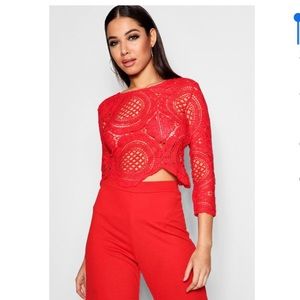 Holly Crochet Lace Zip Back Crop